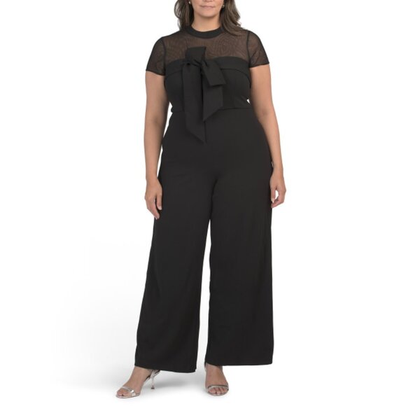 JS COLLECTIONS Black Crepe Oversized Bow Jumpsuit